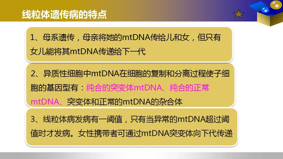 常見遺傳病及其防治研究進展1線粒體遺傳病